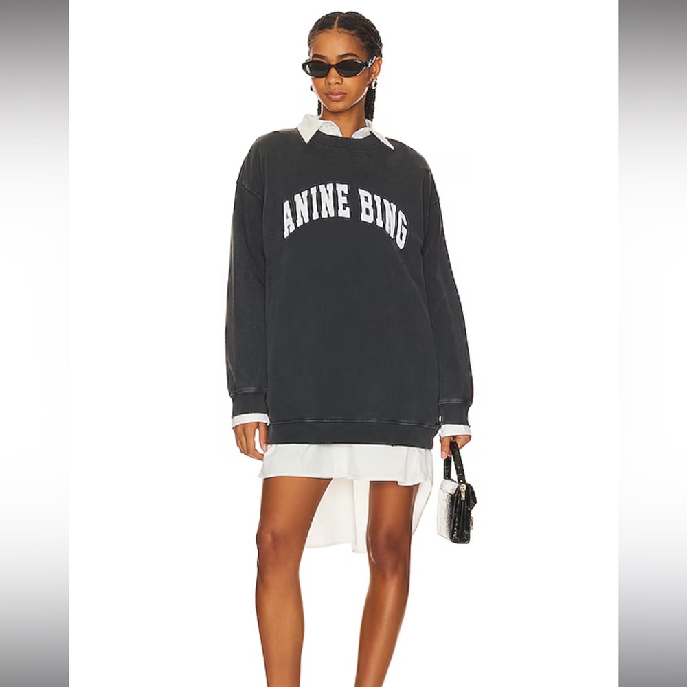 Anine Bing Tyler Sweatshirt in Washed Black